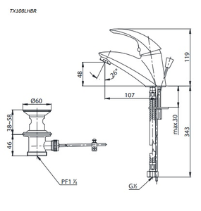 Vòi chậu lavabo TX108LHBR TOTO nóng lạnh