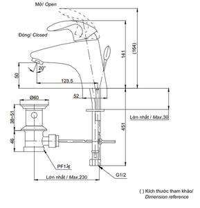 Vòi chậu lavabo TOTO TX115LFBR nóng lạnh