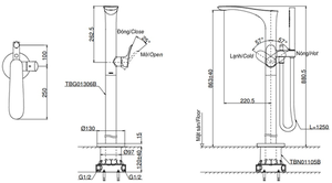 Vòi xả bồn đặt sàn TOTO TBG01306B/TBN01105B kèm sen tắm