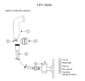 Vòi xịt bồn cầu INAX CFV-102M dây nhựa