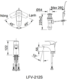 Vòi chậu lavabo INAX  LFV-212S nóng lạnh