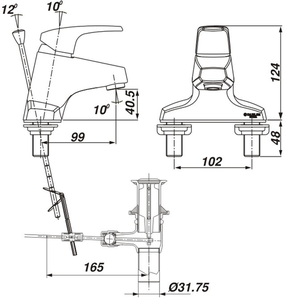 Vòi chậu lavabo INAX LFV-281S nóng lạnh 3 lỗ