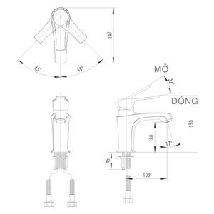 Vòi chậu lavabo INAX LFV-312S nóng lạnh 