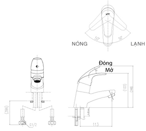 Vòi chậu lavabo INAX LFV-1302S  nóng lạnh