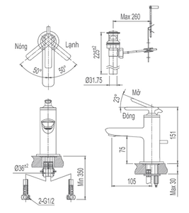 Vòi chậu lavabo INAX LFV-4102S nóng lạnh