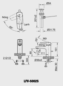 Vòi chậu lavabo INAX LFV-5002S nóng lạnh