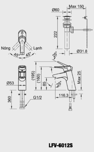 Vòi chậu lavabo INAX LFV-6012S nóng lạnh