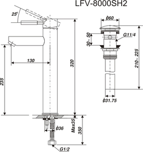 Vòi chậu lavabo INAX LFV-8000SH2 nóng lạnh đặt bàn