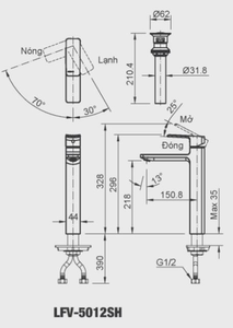 Vòi chậu lavabo INAX LFV-5012SH đặt bàn cổ cao