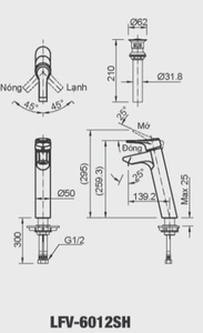 Vòi chậu lavabo INAX LFV-6012SH đặt bàn cổ cao