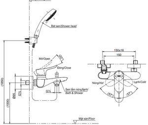 Bộ sen tắm TOTO TBG01302V/TBW03002B nóng lạnh