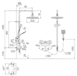  Sen tắm cây INAX BFV-50S nóng lạnh 