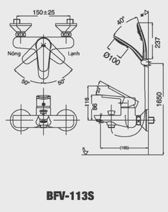 Bộ sen tắm INAX BFV-113S nóng lạnh