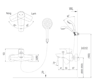 Bộ sen tắm INAX BFV-213S-1C nóng lạnh