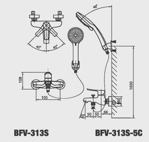 Bộ sen tắm Inax BFV-313S-5C nóng lạnh