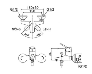 Bộ sen tắm INAX BFV-1003S-1C nóng lạnh