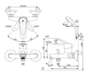 Bộ sen tắm INAX BFV-1103S-4C nóng lạnh