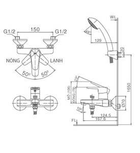 Bộ sen tắm INAX BFV-1203S-4C nóng lạnh