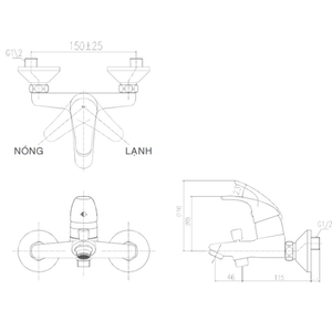 Bộ sen tắm INAX BFV-1303S-4C nóng lạnh