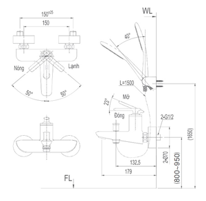 Bộ sen tắm INAX BFV-4103S nóng lạnh