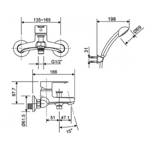 Bộ sen tắm American Standard WF-6511 nóng lạnh