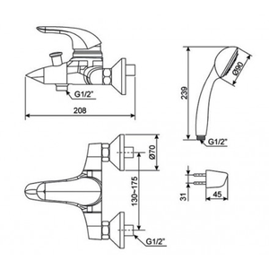 Vòi sen tắm American Standard WF-1511 nóng lạnh