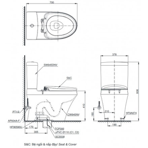 Bồn cầu TOTO CS945DNW6 nắp rửa điện tử