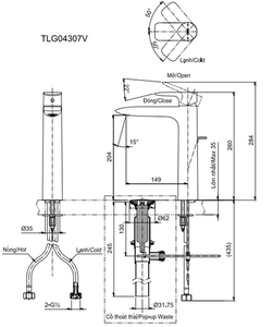 Vòi chậu lavabo TOTO TLG04307V nóng lạnh cổ cao