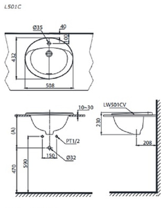 Chậu rửa lavabo TOTO L501C dương vành 