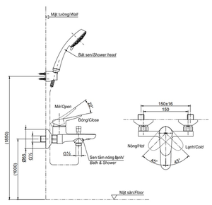 Sen tắm TOTO nóng lạnh TBS04302V/TBW02005A