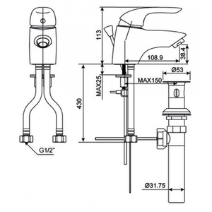 Vòi chậu lavabo American Standard WF-1501 nóng lạnh 1 lỗ (FC)