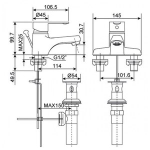  Vòi chậu lavabo American Standard WF-6502 nóng lạnh 3 lỗ (EC)