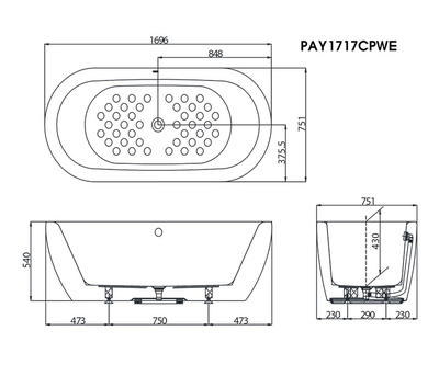 Bồn tắm TOTO PAY1717CPTE#W