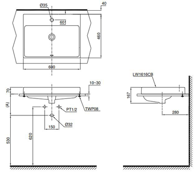 Chậu lavabo TOTO L1616C đặt bàn