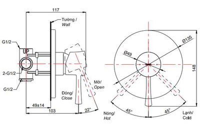 Van gật gù điều chỉnh nóng lạnh LN TOTO TBS02304B