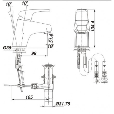 Vòi chậu lavabo INAX LFV-282S nóng lạnh xả ty