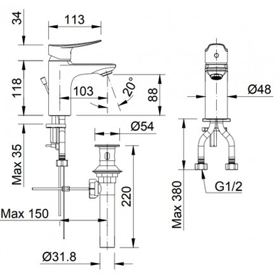 Vòi chậu lavabo INAX LFV-502S nóng lạnh