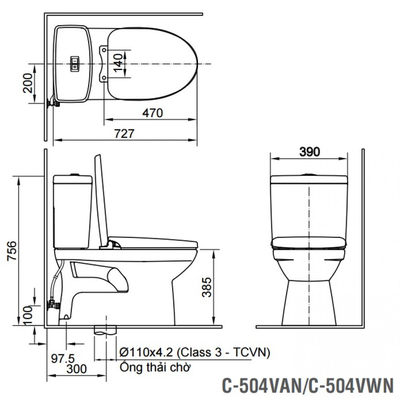 Bồn cầu điện tử Inax C-504A/CW-H18VN