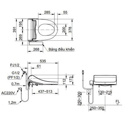 Nắp rửa điện tử Inax CW-H18VN