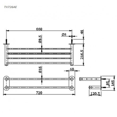 Thanh vắt khăn TOTO TX726AE hai tầng