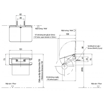 Lô giấy vệ sinh TOTO YH902V