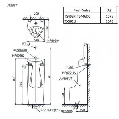 Bồn tiểu nam TOTO UT508T đặt sàn