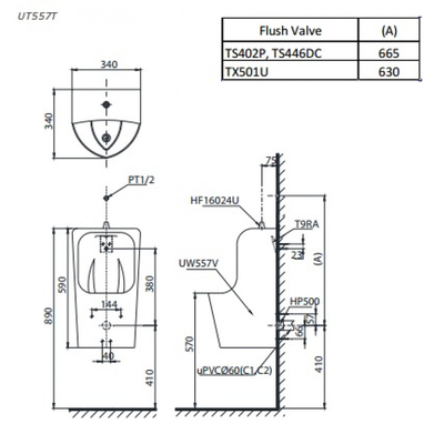 Bồn tiểu nam TOTO UT557T treo tường