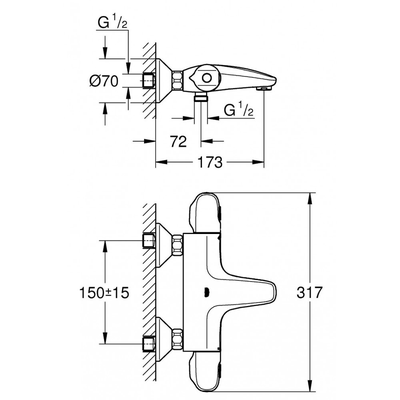 Bộ trộn ổn nhiệt GRT 1000 Grohe 34155003 nóng lạnh