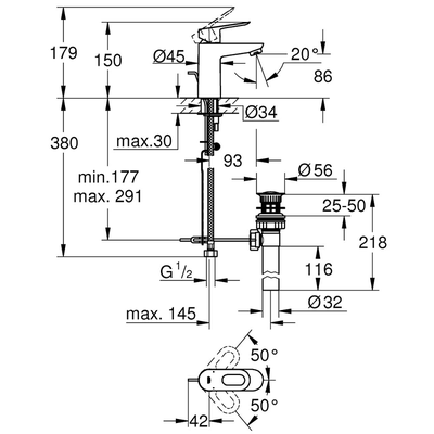 Vòi chậu Grohe 32814000 nóng lạnh