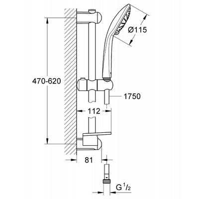 Tay sen và thanh treo sen tắm Grohe 27230001 Euphoria