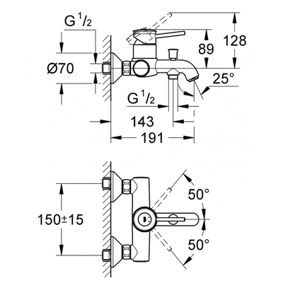 Bộ trộn nổi Grohe 32865000 BauClassic nóng lạnh