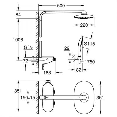 sen cây ổn nhiệt Grohe 26250000 SmartControl 360 DUO nóng lạnh