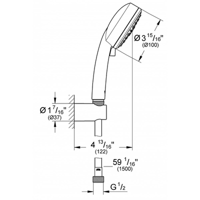 Tay và gác sen Grohe 27588002 New Tempesta Cosmo