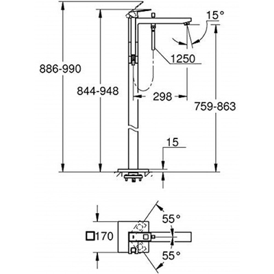 Vòi bồn Tắm Grohe 23672001 đặt sàn Eurocube